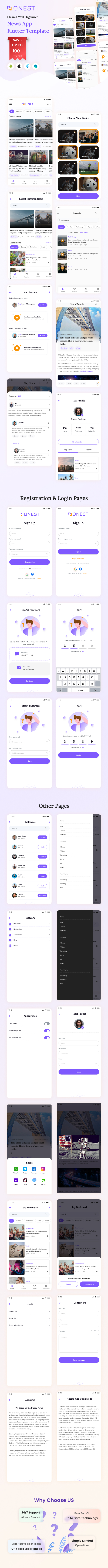 Flutter News & Magazine App UI Template - 1