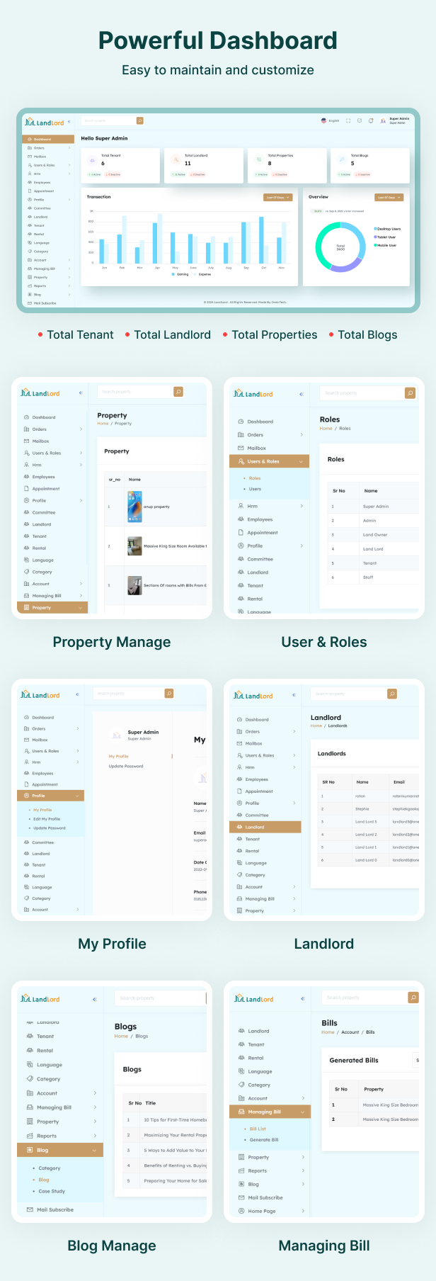 Property Management -  Apartment , Rent Collection, Tenant and Invoice Bill laravel script - 9