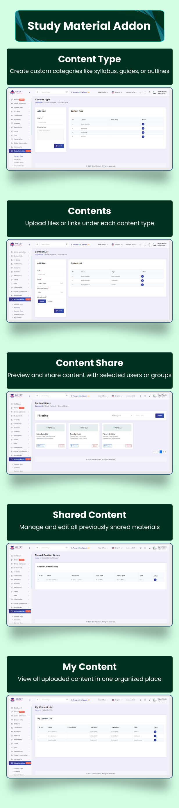 Onest Schooled-Study Material Addon For School Management System - 7